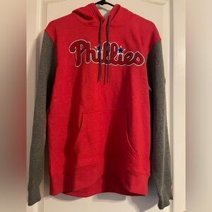Majestic Red and Gray Phillies Long Sleeve Hoodie M Fan Gear‎ MLB Game Day